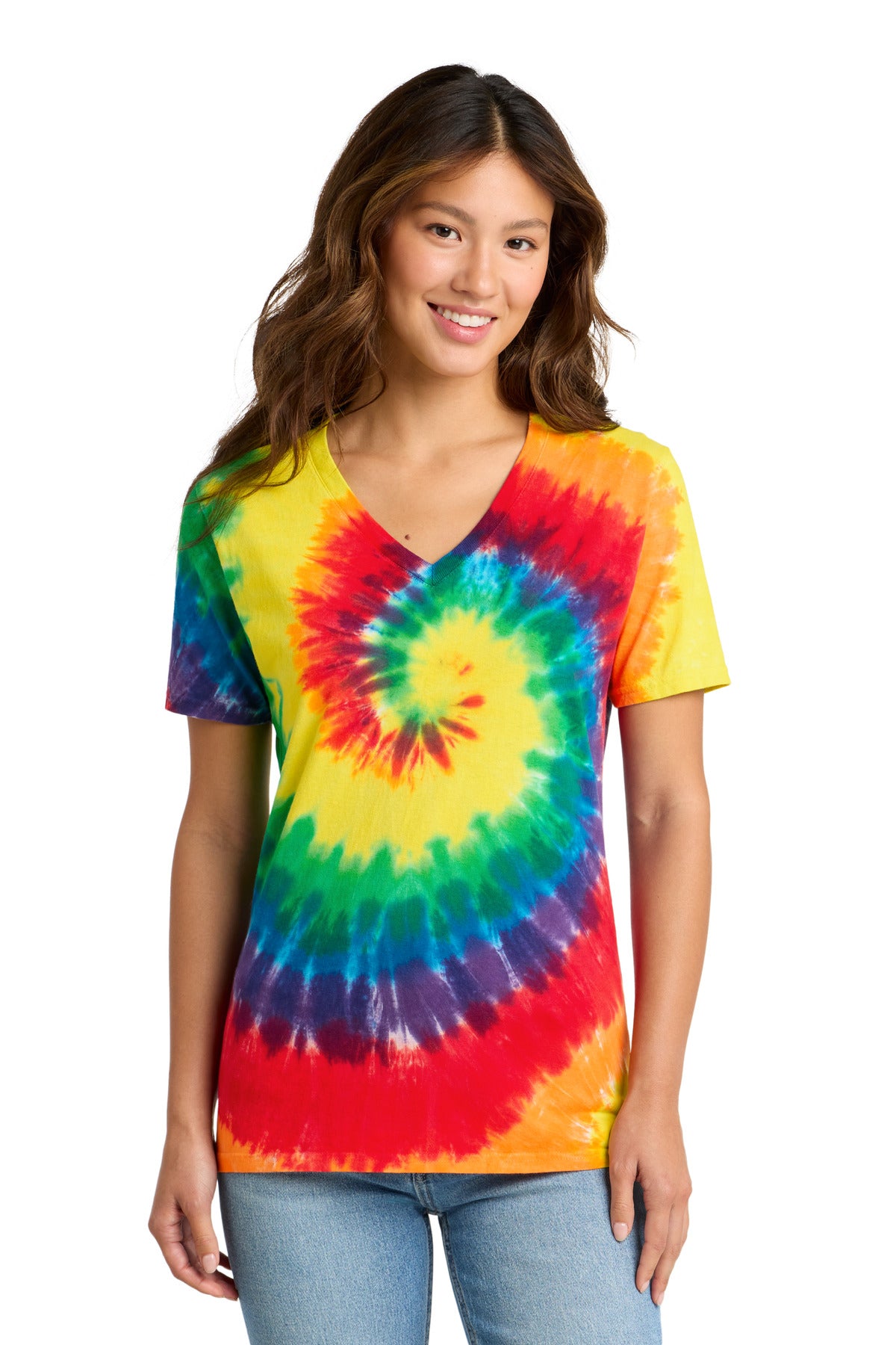 Port & Co ® Women's Tie-Dye V-Neck Tee. LPC147V