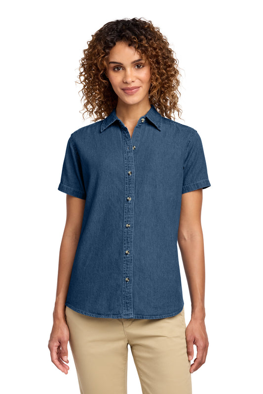 Port & Co ® Women's Short Sleeve Value Denim Shirt. LSP11