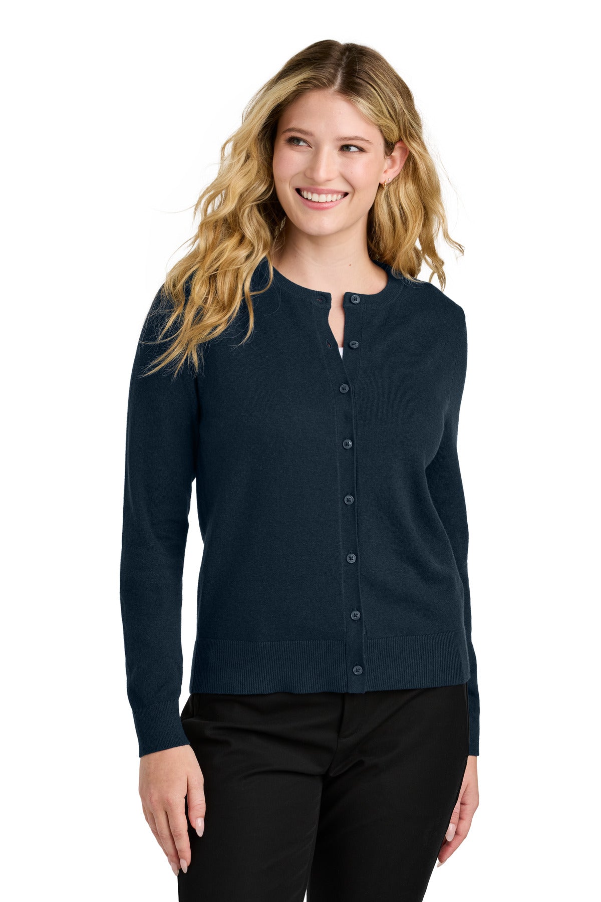 Port Authority ® Women's Easy Care Crewneck Cardigan Sweater LSW2870