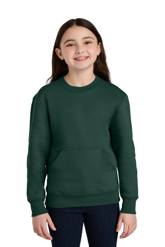 Port & Co ® Youth Core Fleece Crewneck Pocket Sweatshirt PC78YPKT