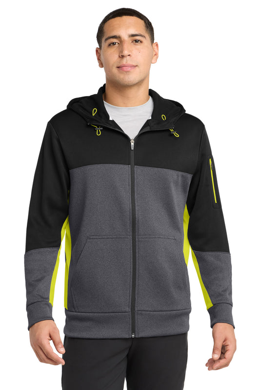 Sport-Tek ® Tech Fleece Colorblock Full-Zip Hooded Jacket. ST245