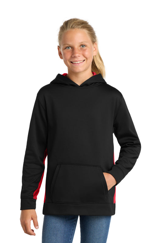 Sport-Tek ® Youth Sport-Wick ® Fleece Colorblock Hooded Pullover. YST235