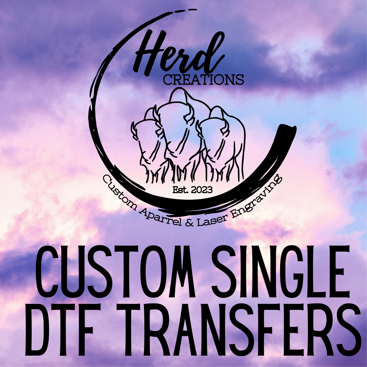 Custom single DTF transfer printing by Herd Creations