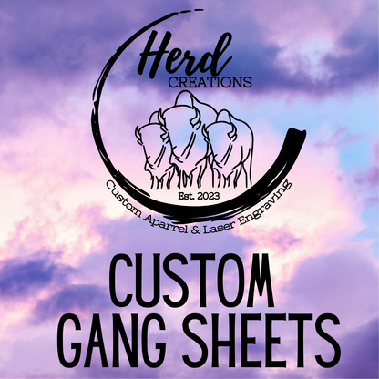 Upload custom DTF gang sheet printing by Herd Creations