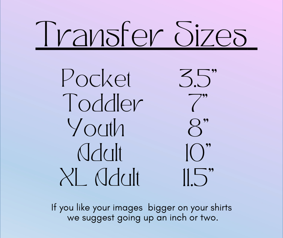 Custom DTF transfer artwork and ordering information