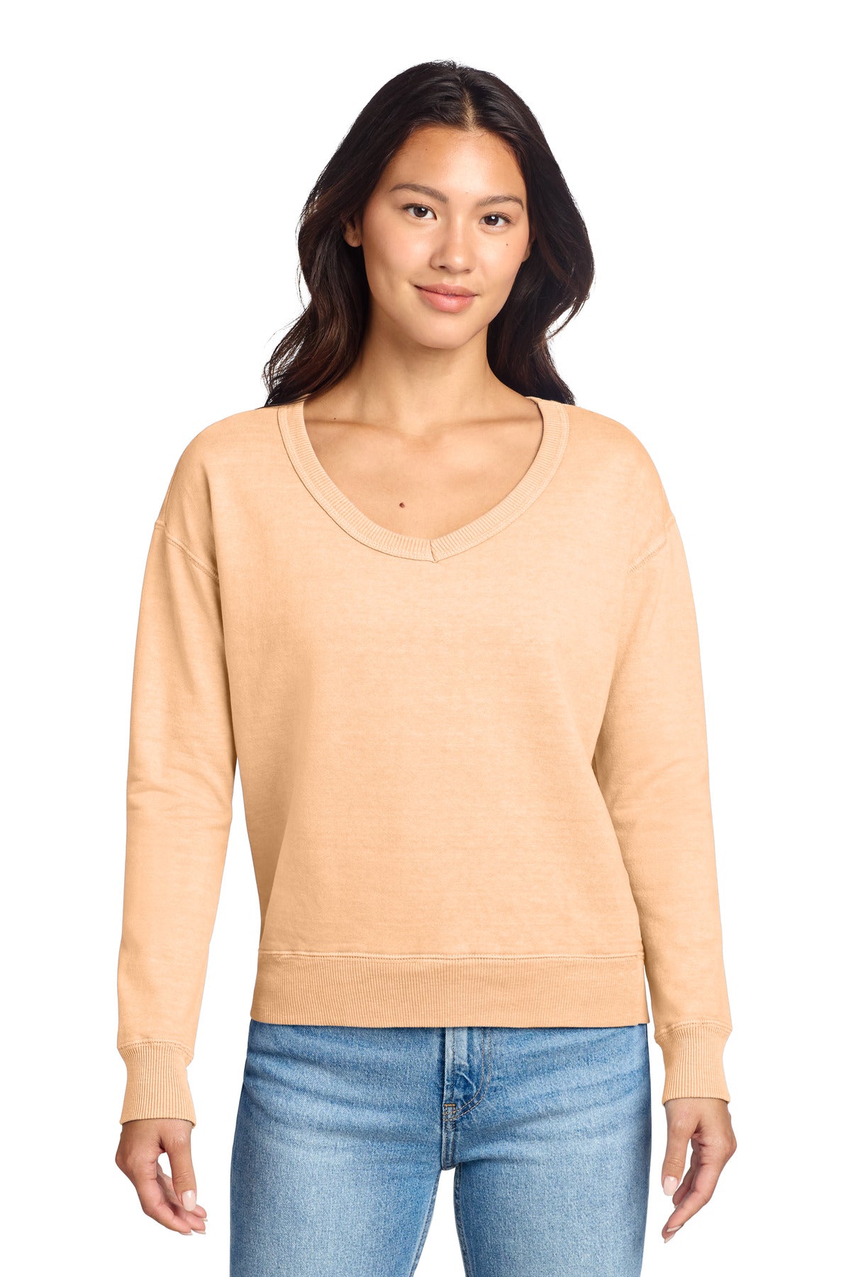 Port & Co ®  Women's Beach Wash ®  Garment-Dyed V-Neck Sweatshirt LPC098V