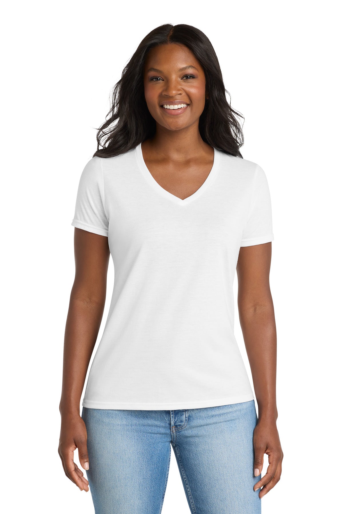 Port & Co ®  Women's Performance Blend V-Neck Tee. LPC381V