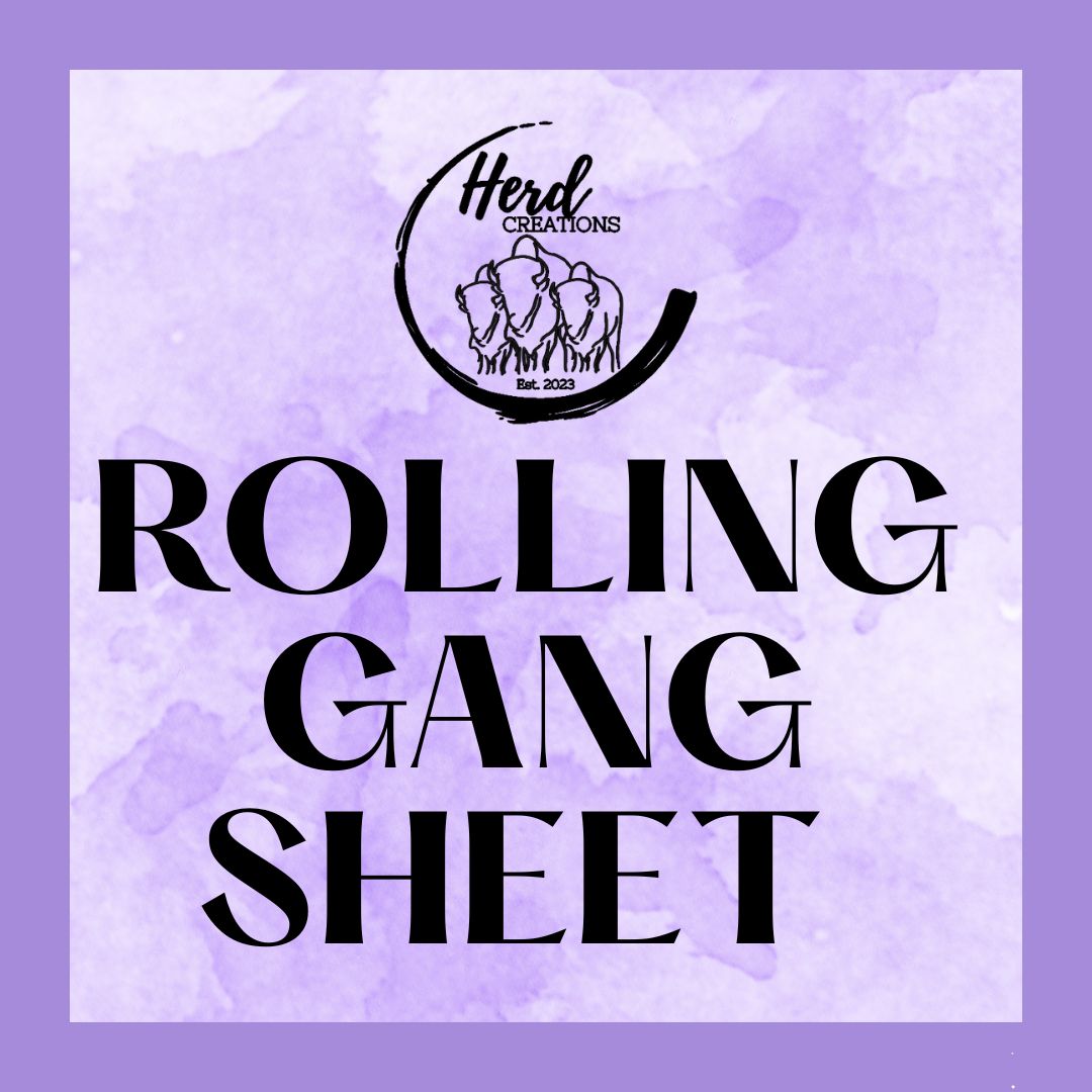 Custom DTF rolling gang sheet by Herd Creations