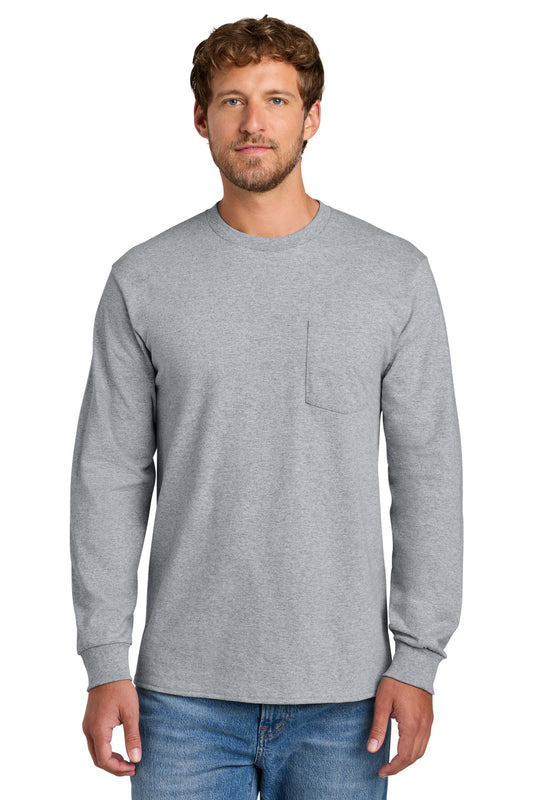 Port & Co ®  Tall Long Sleeve Essential Pocket Tee. PC61LSPT