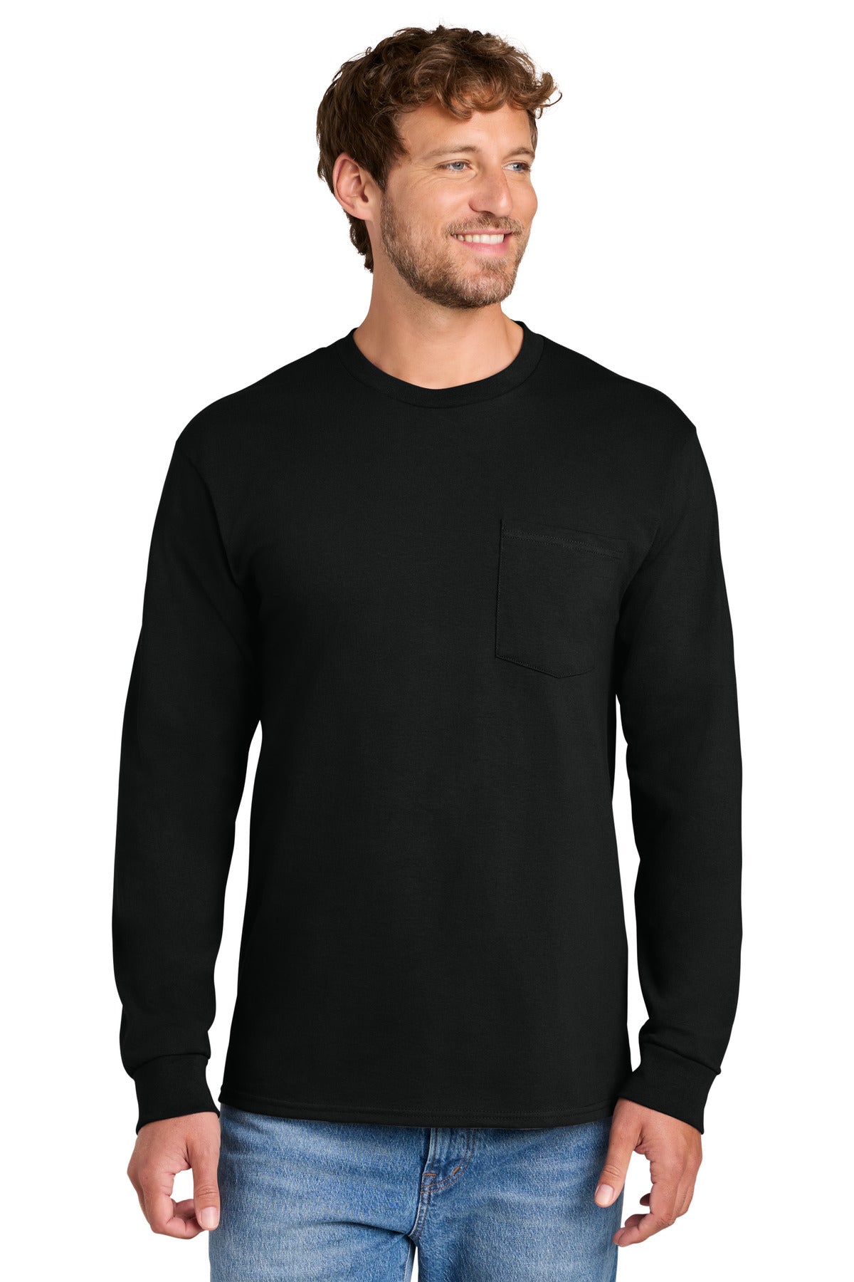 Port & Co ®  Tall Long Sleeve Essential Pocket Tee. PC61LSPT
