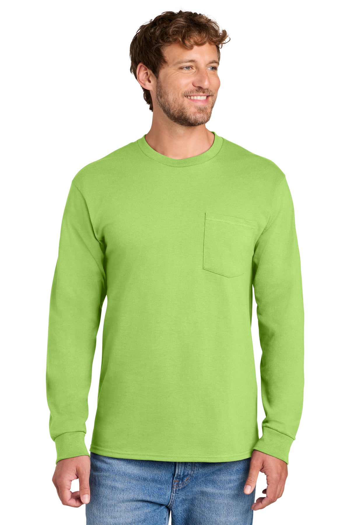 Port & Co ®  Long Sleeve Essential Pocket Tee.  PC61LSP