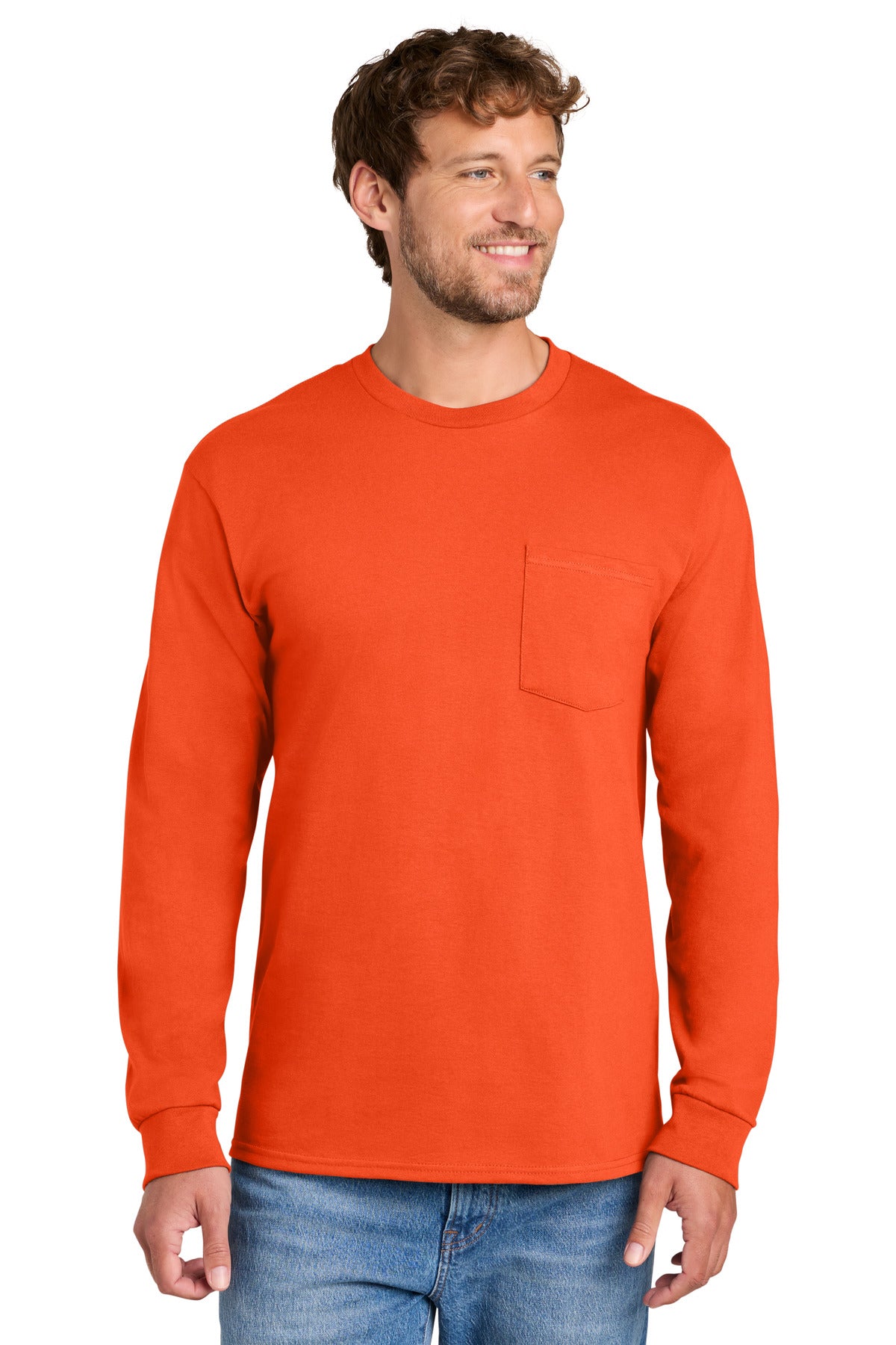 Port & Co ®  Long Sleeve Essential Pocket Tee.  PC61LSP