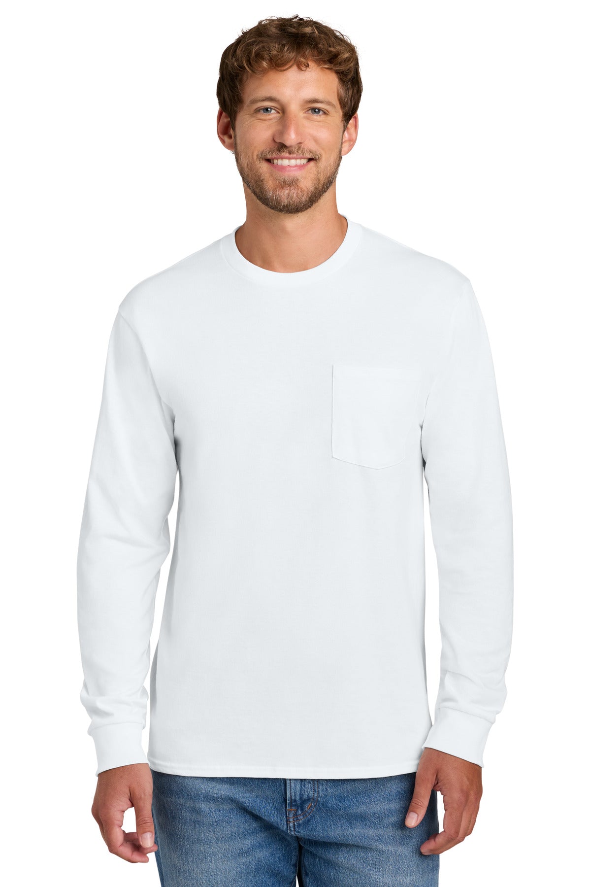 Port & Co ®  Long Sleeve Essential Pocket Tee.  PC61LSP