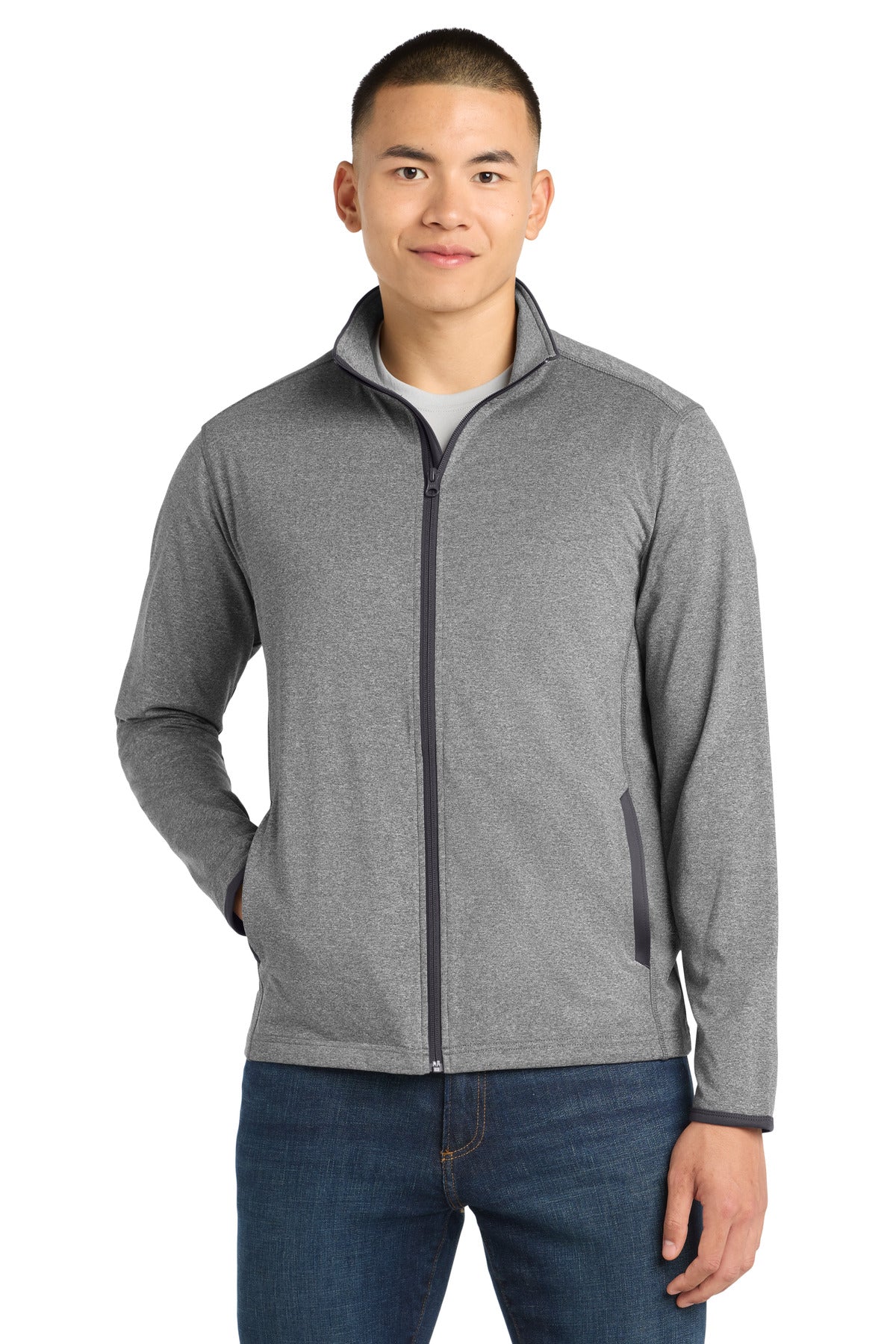Sport-Tek ®  Sport-Wick ®  Stretch Contrast Full-Zip Jacket.  ST853