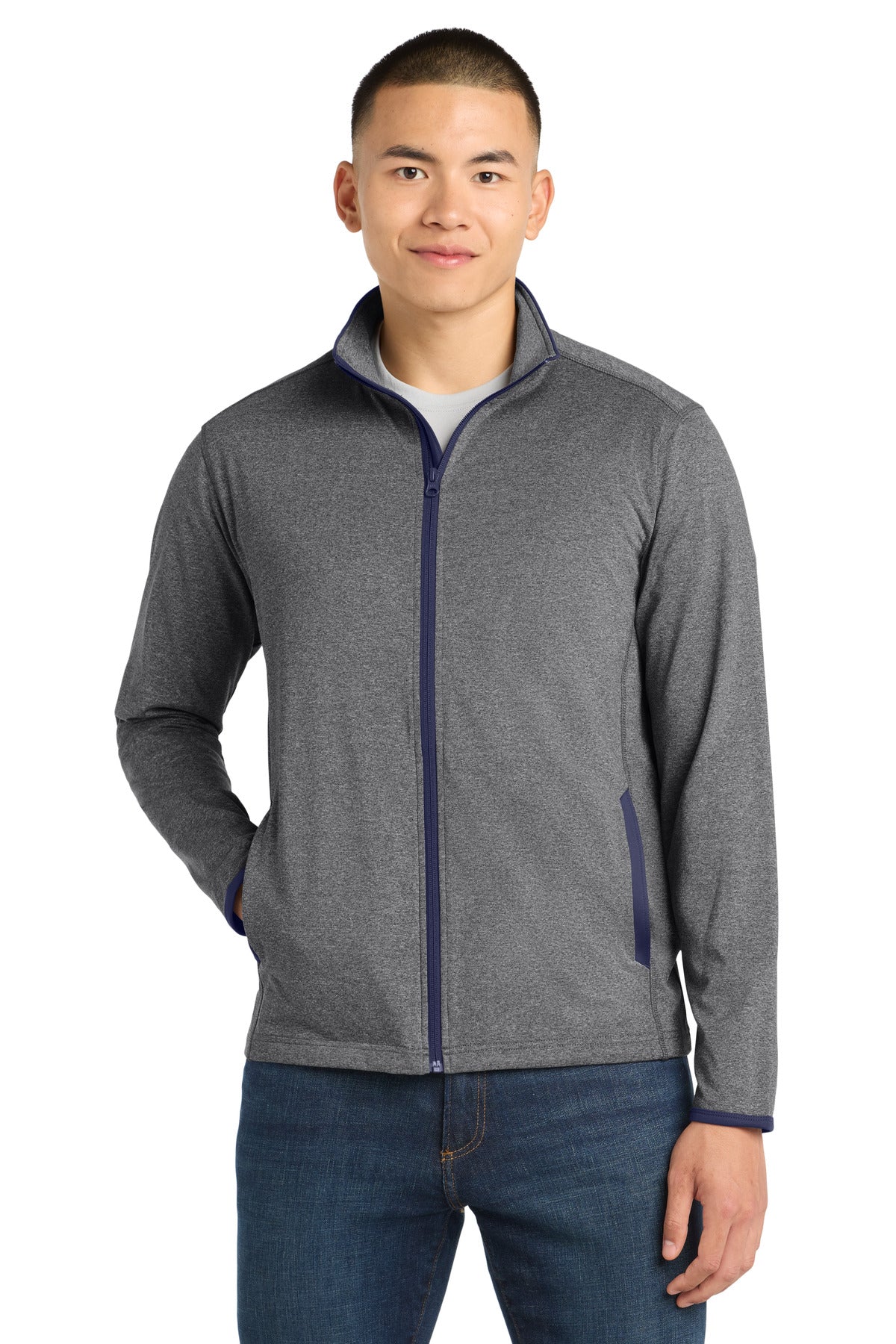 Sport-Tek ®  Sport-Wick ®  Stretch Contrast Full-Zip Jacket.  ST853