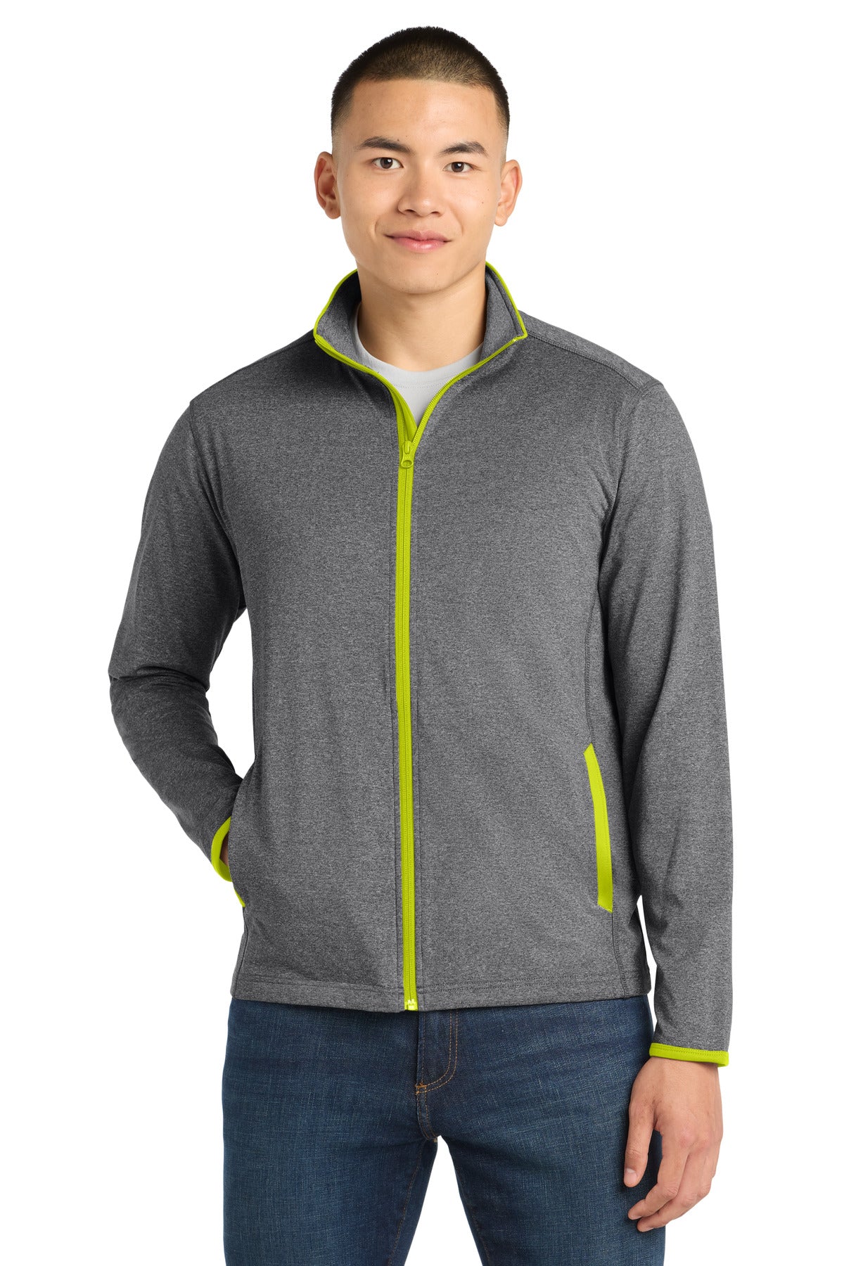 Sport-Tek ®  Sport-Wick ®  Stretch Contrast Full-Zip Jacket.  ST853