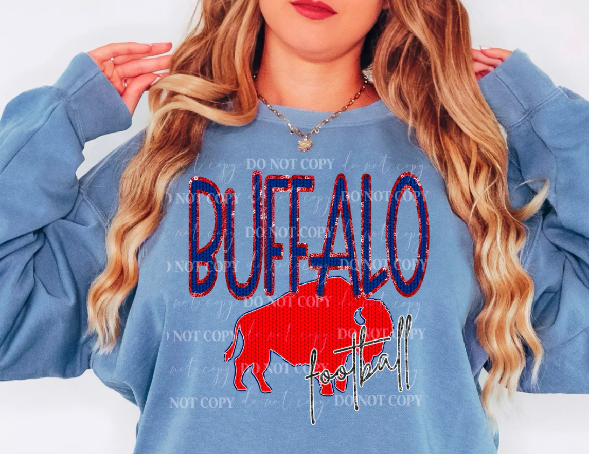 Buffalo Football : Chunky Knit Texture :  DTF (Direct to Film)