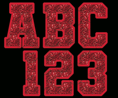 Red Faux Sequins & Embroidery Alphabet