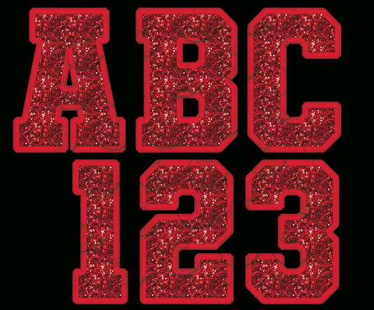 Red Faux Sequins & Embroidery Alphabet
