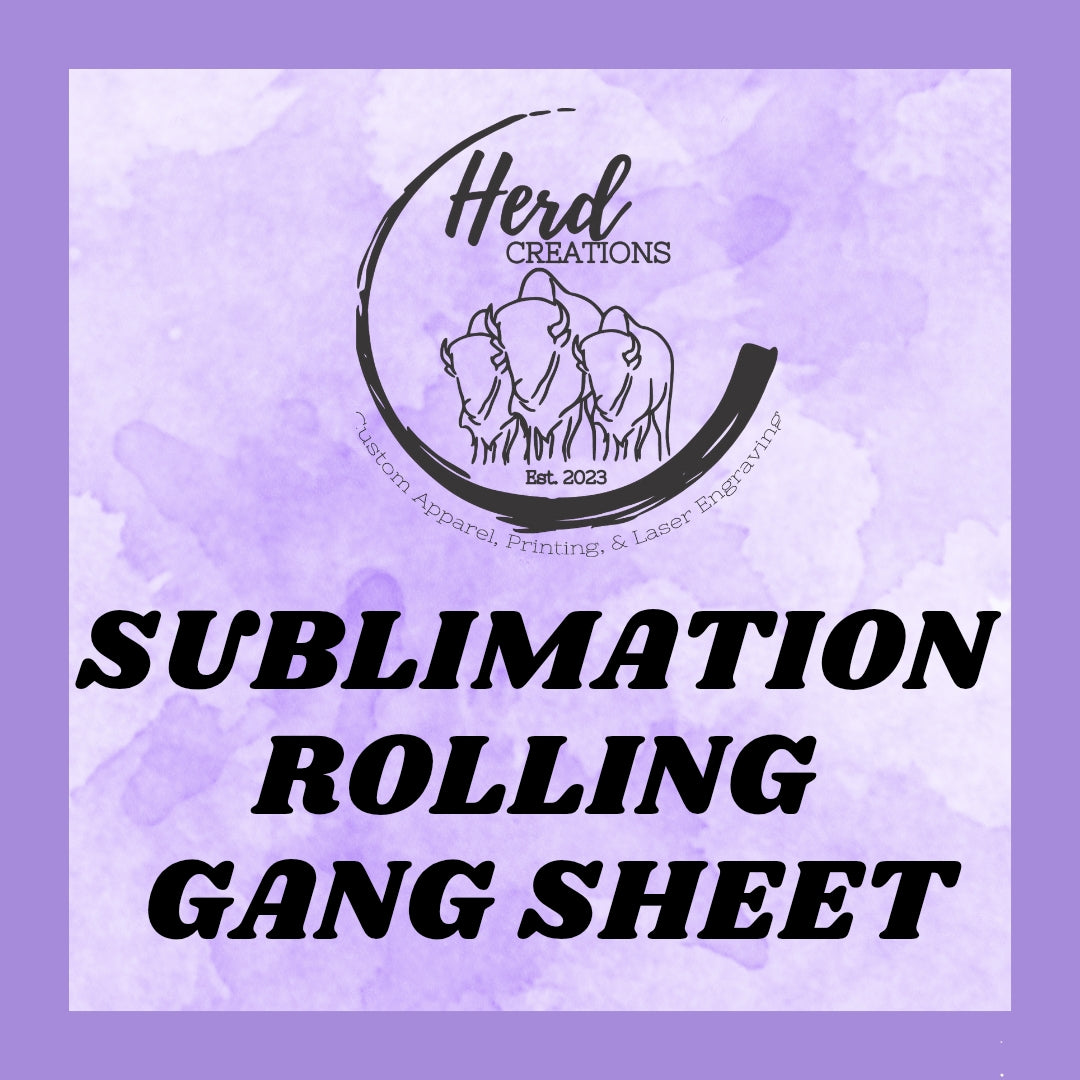 Custom 23.5 inch wide sublimation rolling gang sheet by Herd Creations