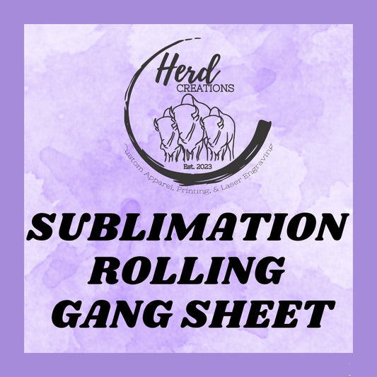 Custom 23.5 inch wide sublimation rolling gang sheet by Herd Creations